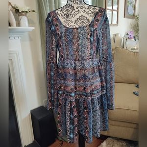 NWT • Olsenboye • Semi Sheer Boho Flare Sleeve Dress